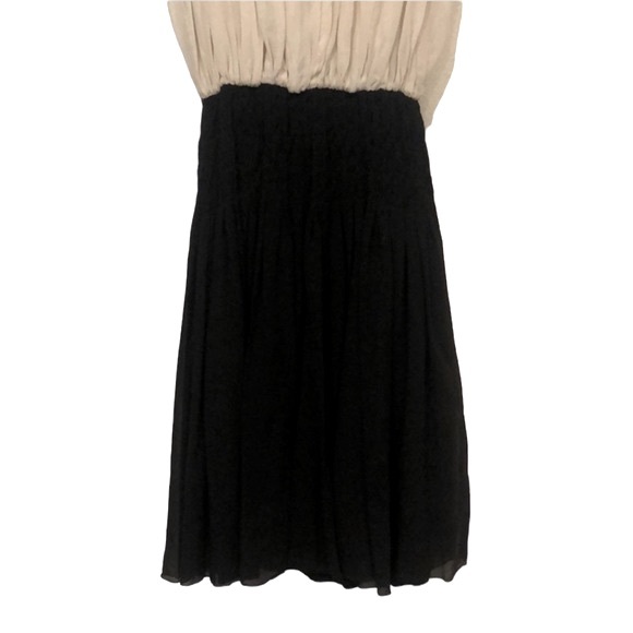 L'agence 100% Silk Diamond Pleated Dress Black Cream Size 2 - Picture 7 of 11